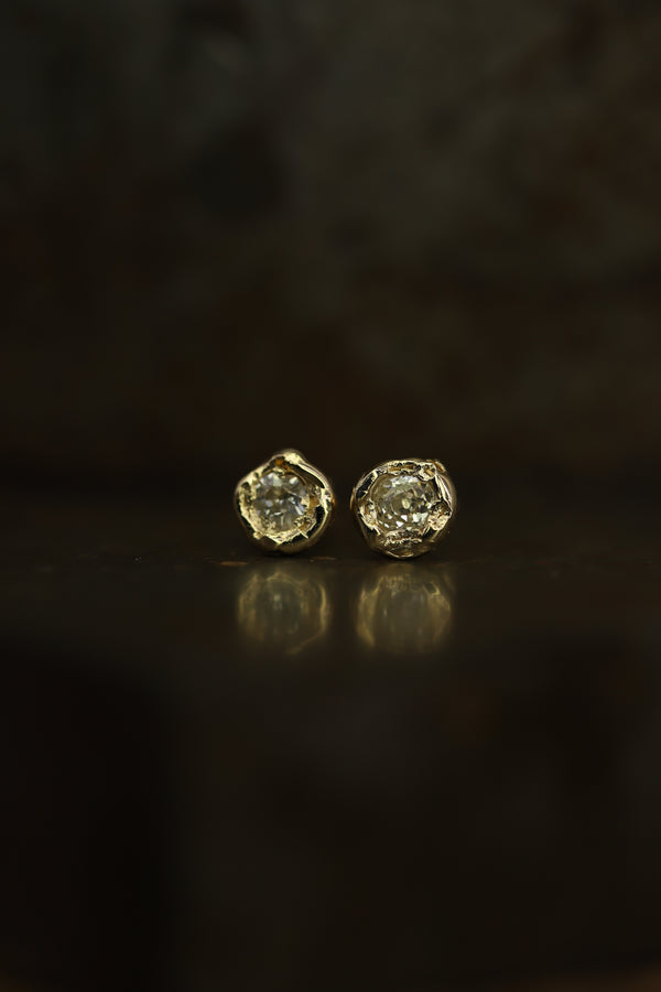 X 1ct Old Cut Diamond Stud Earrings