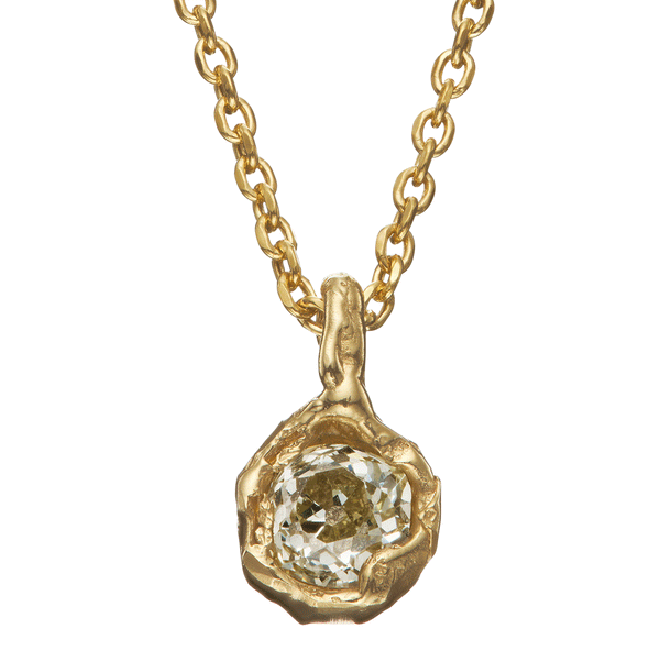 X 1ct Old Cut Diamond Nugget Pendant Necklace