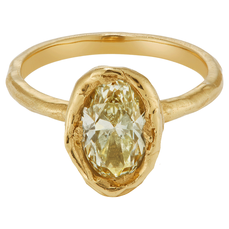 Armach 2.2ct Oval Lemon Diamond Organic Engagement Ring