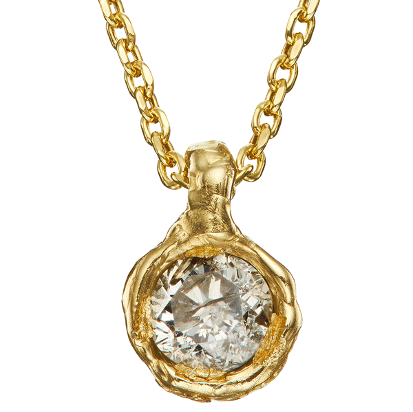 X 2.5ct Old Cut Diamond Nugget Pendant Necklace