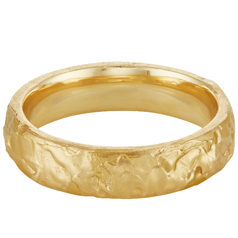 LXVI 5mm Gold Molten D Shape Wedding Band