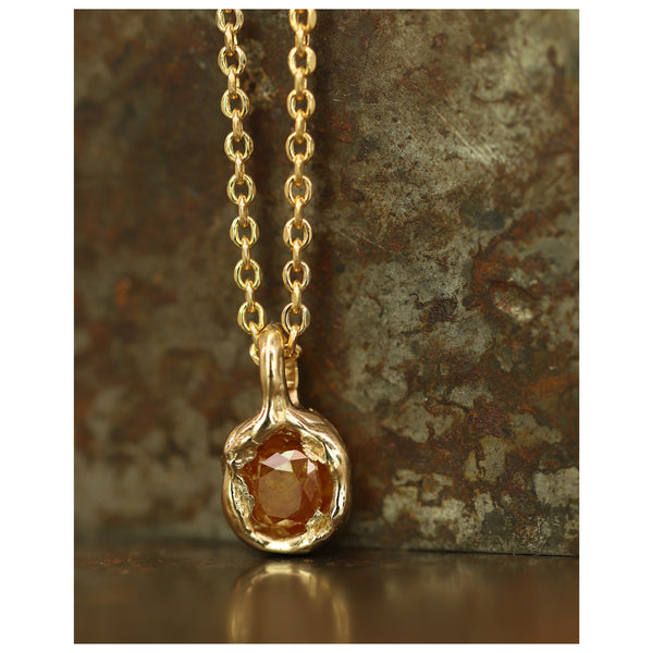 X 0.85ct Warm Orange Diamond Nugget Pendant Necklace