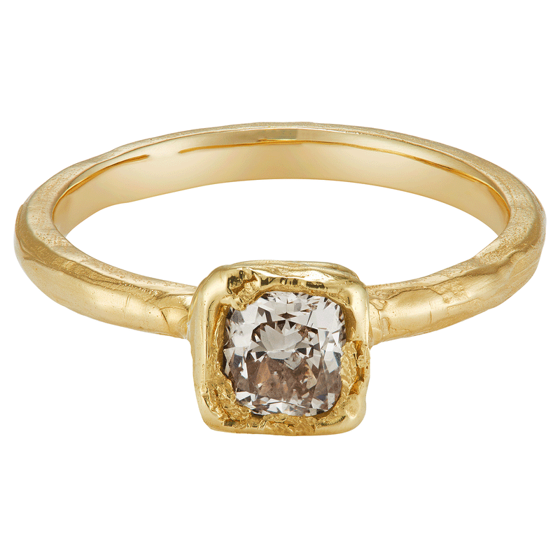 X 0.8ct Pale Champagne Diamond Organic Engagement Ring