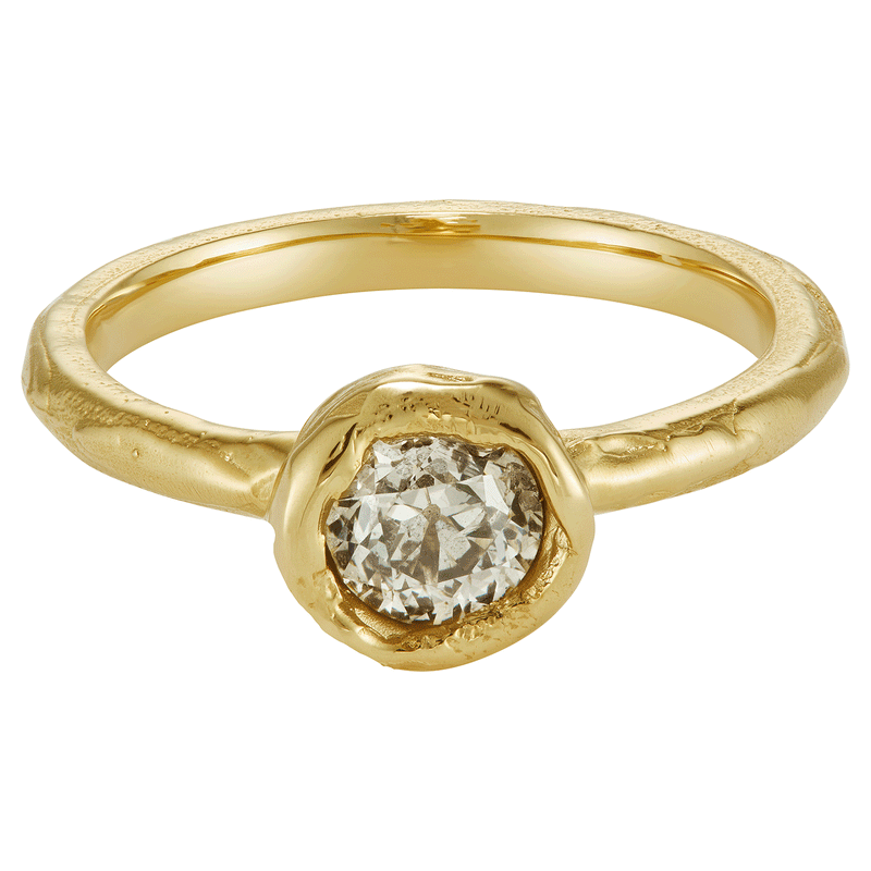 X 0.75ct Old Cut Champagne Diamond Organic Engagement Ring