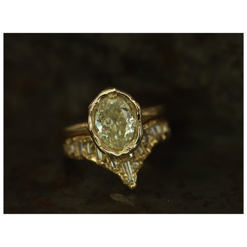 Armach 3ct Oval Lemon Diamond Organic Engagement Ring