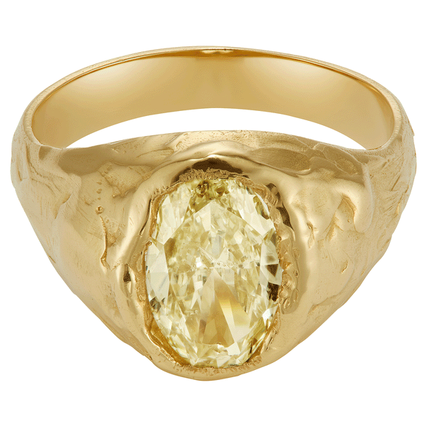 Armach 2.8ct Oval Lemon Diamond Organic Engagement Signet Ring