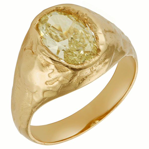 Armach 2.8ct Oval Lemon Diamond Organic Engagement Signet Ring