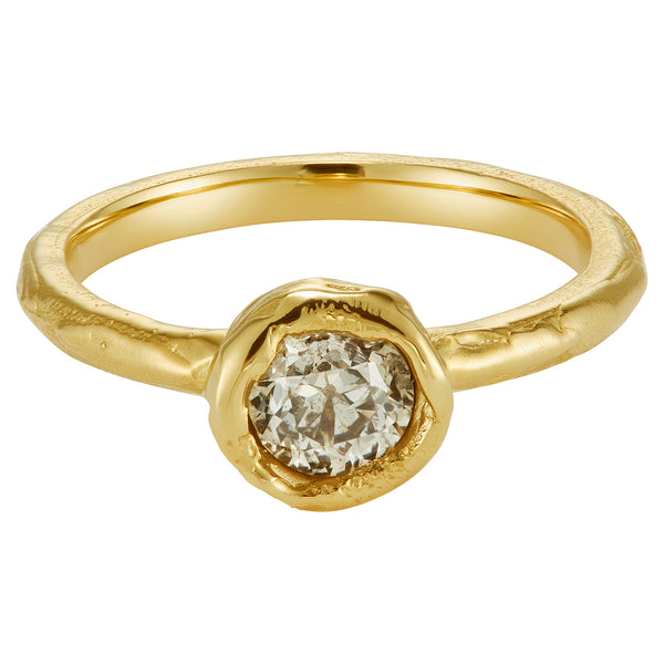 X 0.75ct Old Cut Champagne Diamond Organic Engagement Ring