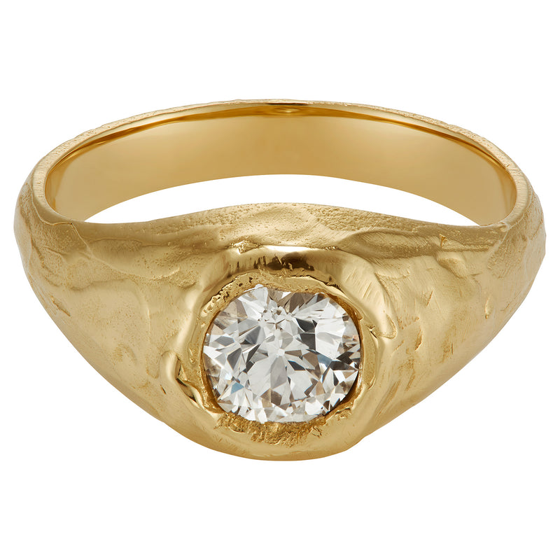 X 1ct Old Cut Diamond Engagement Signet Ring