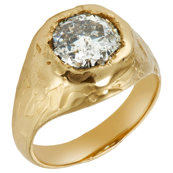 X 3ct Old Cut Diamond Engagement Signet Ring