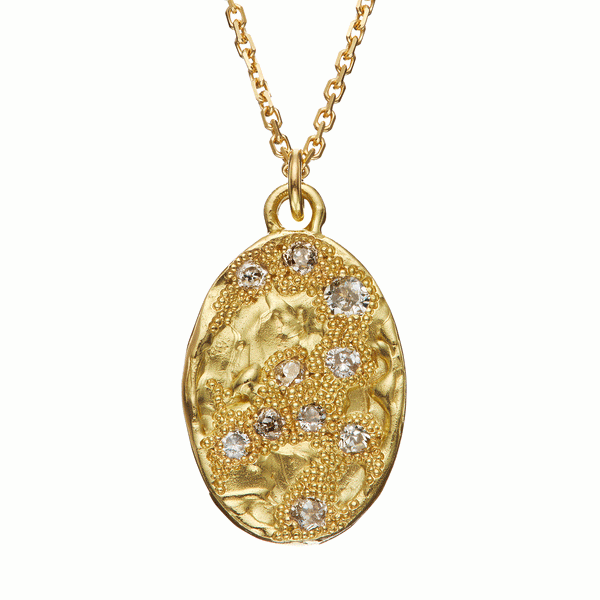 X Old Cut Large Oval Pendant Necklace