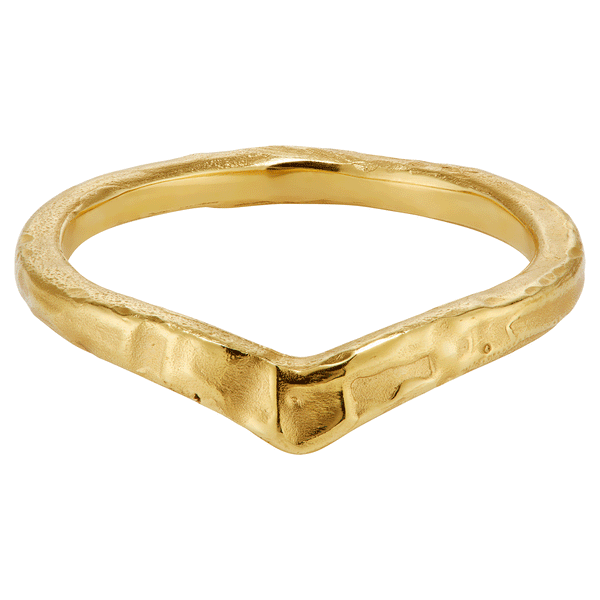 X V Shape Textured Gold Wedding Ring