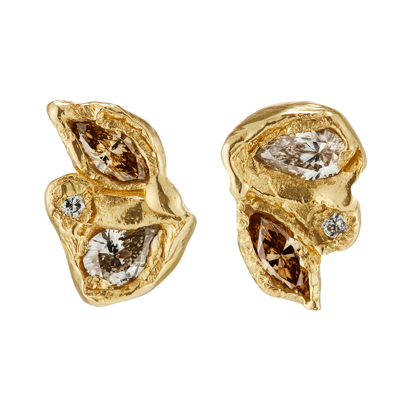 X Legacy Champagne Diamond Scatter Medium Stud Earrings