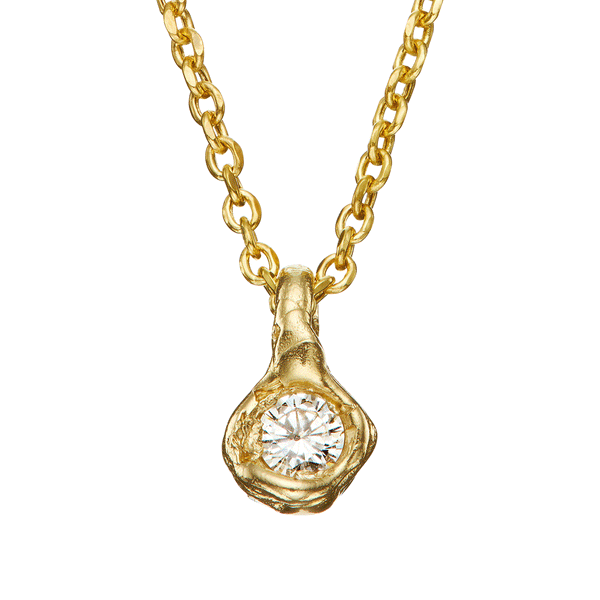 X 0.45ct White Brilliant Cut Diamond Nugget Pendant Necklace