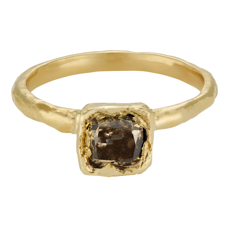 X 1ct Cushion Chocolate Diamond Organic Engagement Ring