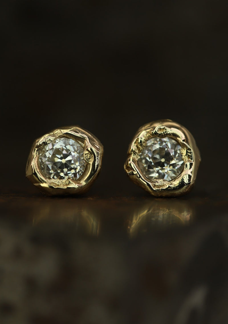 IV 1.2ct Old Cut Diamond Stud Earrings