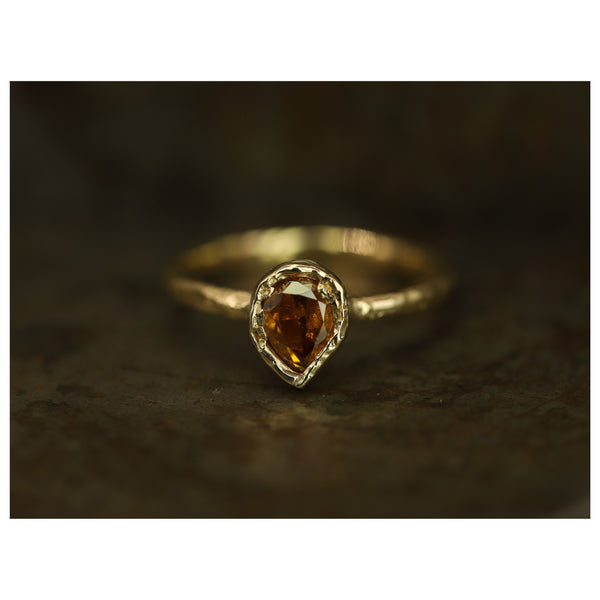 X 1ct Pear Orange Diamond Organic Engagement Ring