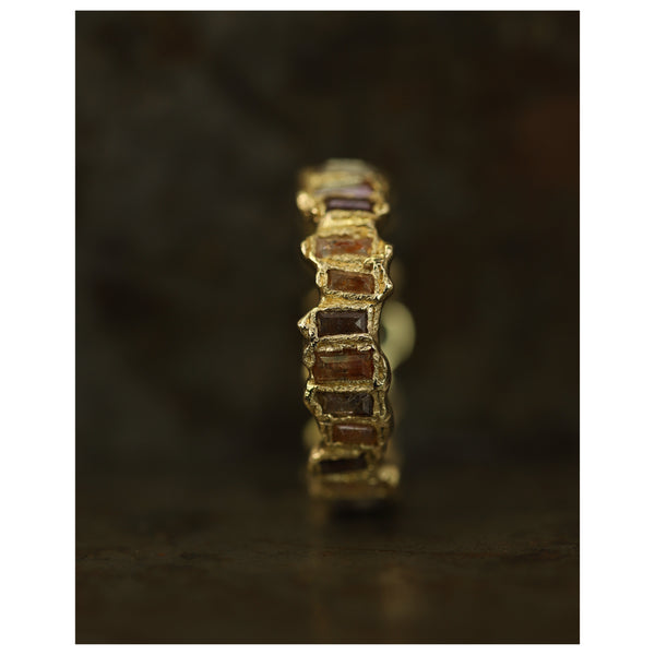 X Molten Wine Red Baguette Diamond Eternity Scatter Ring