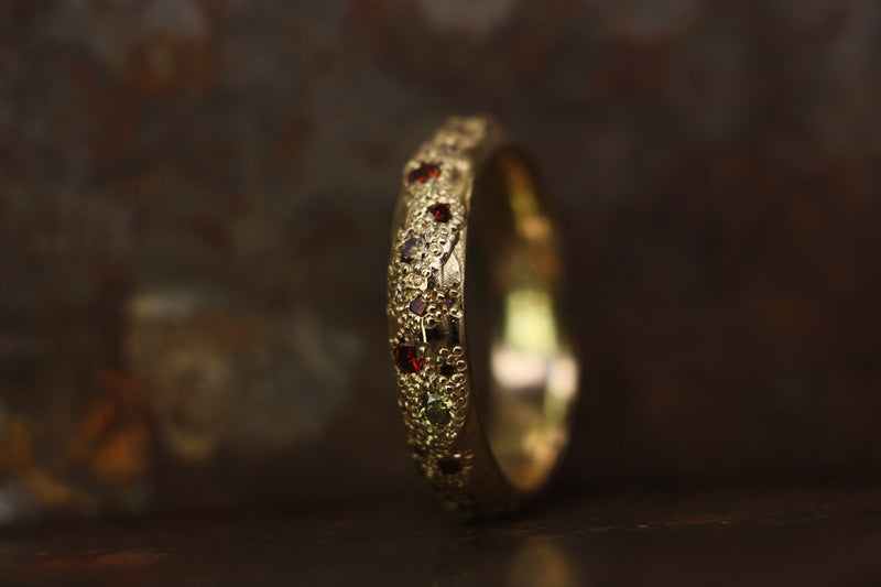 LXXVIII 4mm Cognac & Champagne Diamond Scatter Ring