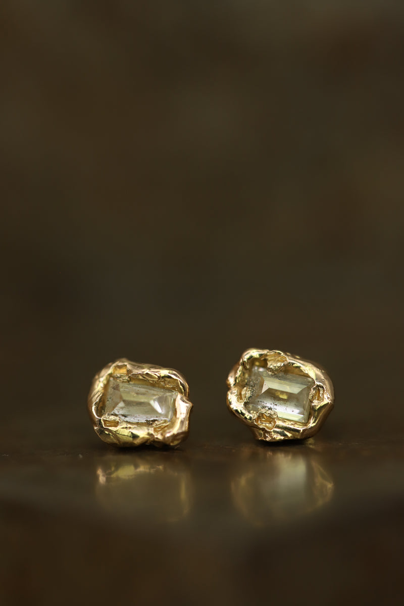 X Lemon Baguette Diamond Scatter Small Stud Earrings