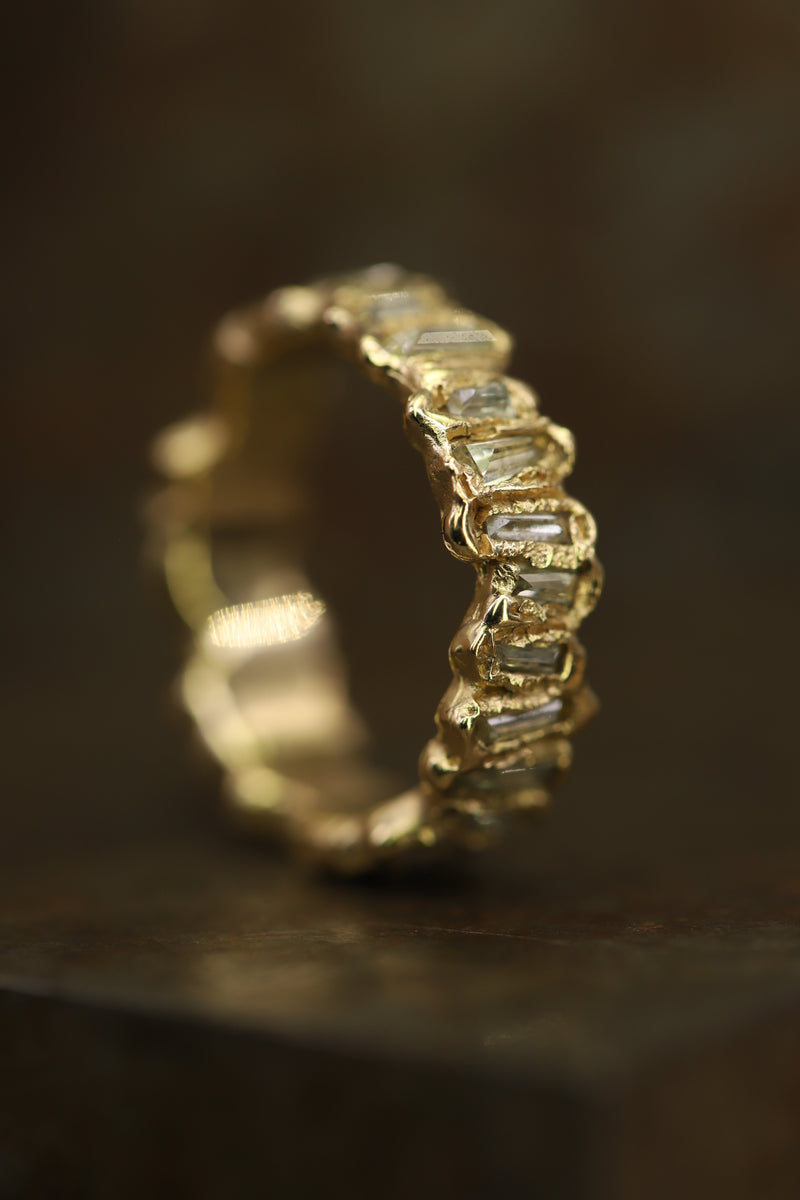 X Molten Lemon Baguette Diamond Eternity Scatter Ring