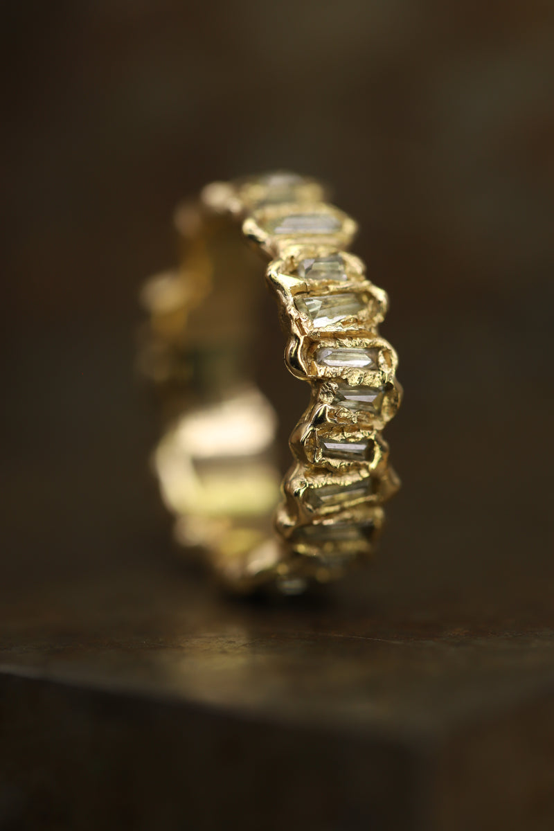 X Molten Lemon Baguette Diamond Eternity Scatter Ring