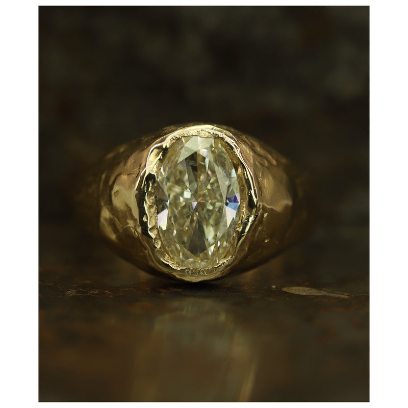 Armach 2.8ct Oval Lemon Diamond Organic Engagement Signet Ring