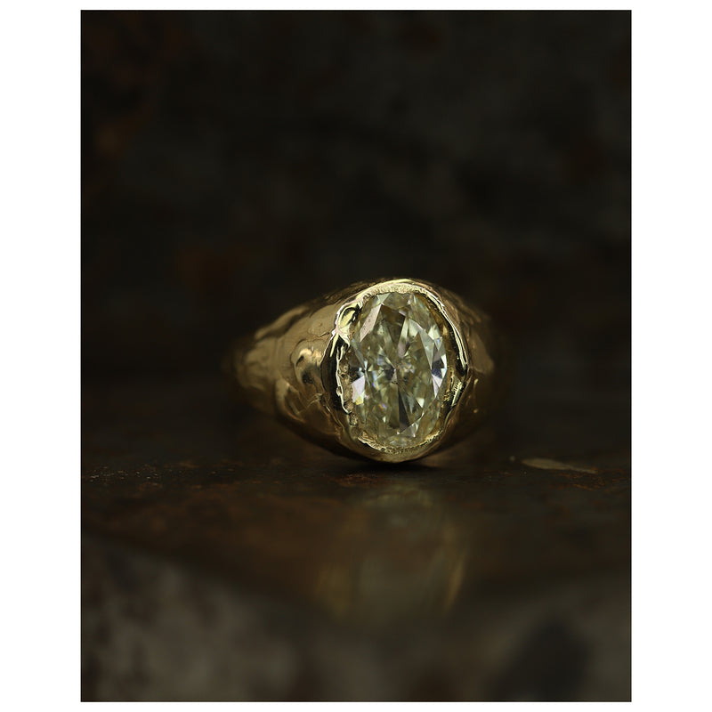 Armach 2.8ct Oval Lemon Diamond Organic Engagement Signet Ring