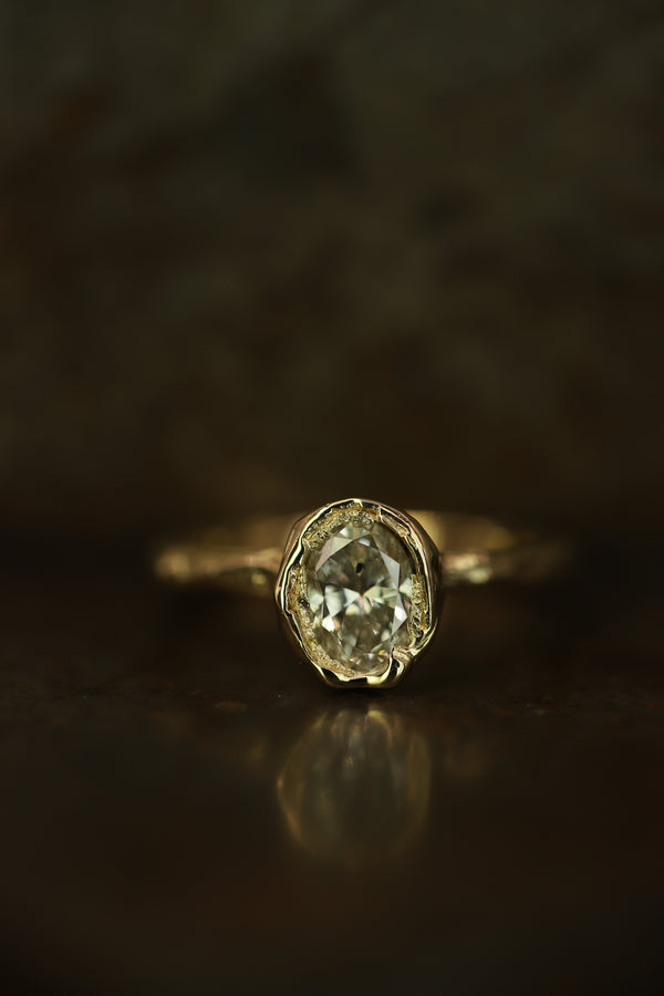 X 1ct Fancy Lemon Oval Diamond Organic Engagement Ring