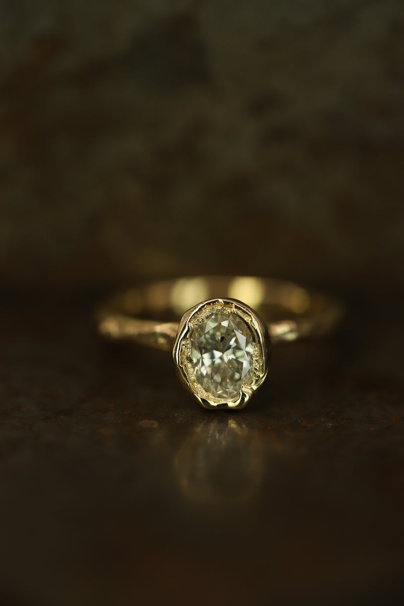 X 1ct Fancy Lemon Oval Diamond Organic Engagement Ring