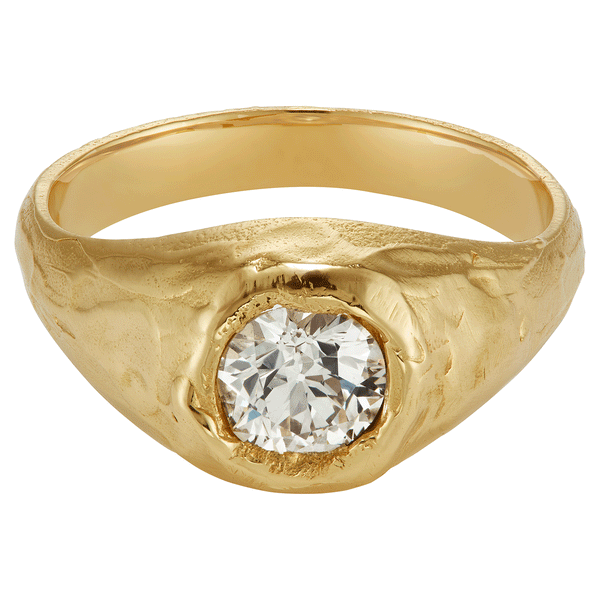 X 1ct Old Cut Diamond Engagement Signet Ring