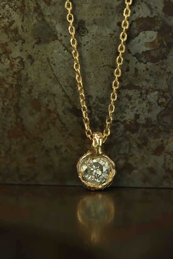 X 2.5ct Old Cut Diamond Nugget Pendant Necklace