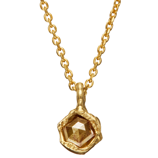 X 0.85ct Mustard Yellow Diamond Nugget Pendant Necklace