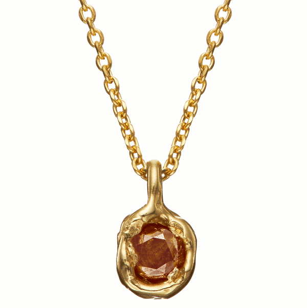 X 0.85ct Warm Orange Diamond Nugget Pendant Necklace