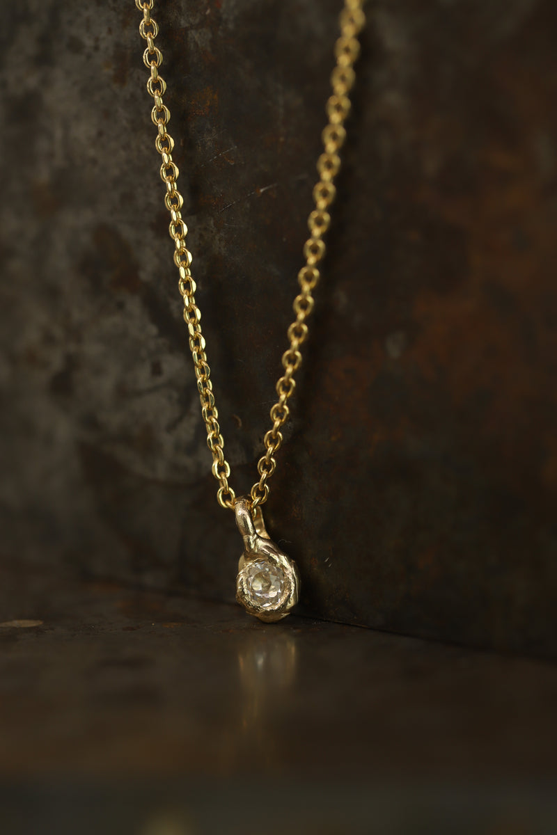 VI 0.5ct Old Cut Diamond Nugget Pendant Necklace