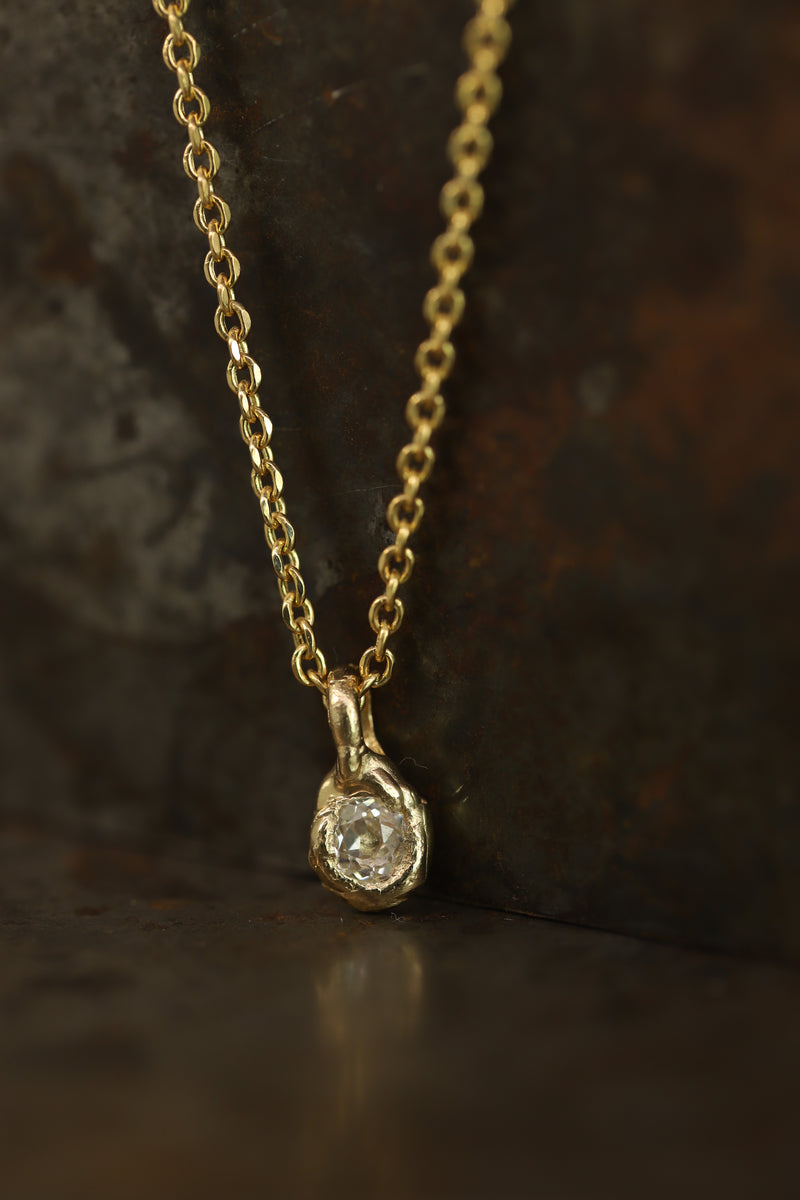 VI 0.5ct Old Cut Diamond Nugget Pendant Necklace